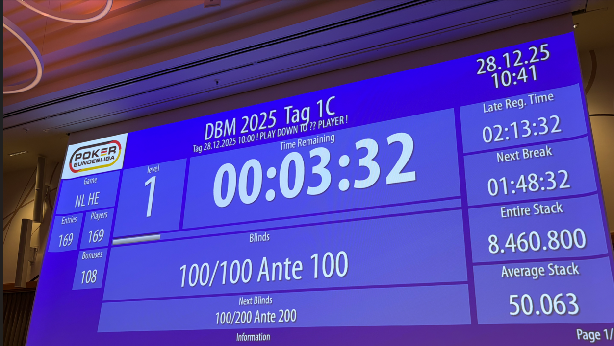 Turnieranzeige der Deutschen Bracelet-Meisterschaft