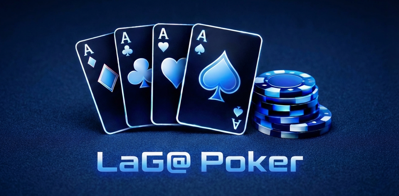 LaG@ Poker Logo mit vier Assen und blauen Pokerchips